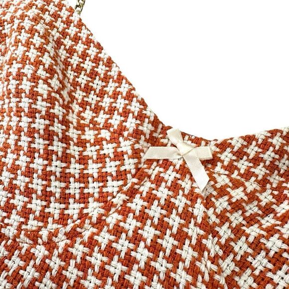 Cider Orange Tweed‎ Houndstooth Crop Top, XL - Picture 4 of 9